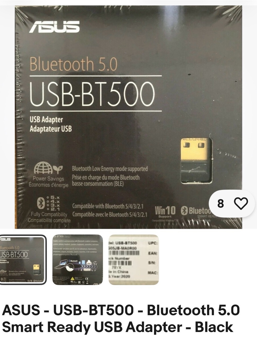 ASUS USB-BT500 Bluetooth 5.0 USB Adapter - Black and Gold